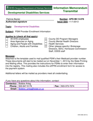 Oregon PSW Provider Enrollment Form