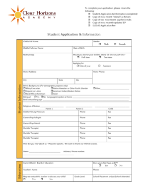 Student Application Form