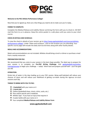 PGC Medical Release and Liability Waiver