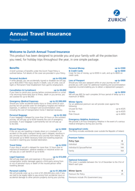 Zurich Annual Travel Insurance Proposal Form