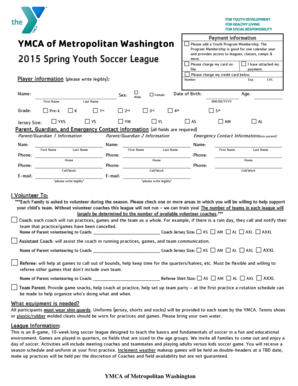 YMCA Youth Program Membership Registration Form