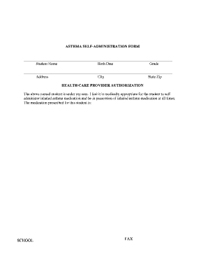 Asthma Self-Administration Form