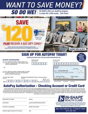 In-Shape AutoPay Authorization Form