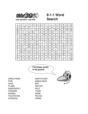 9-1-1 Word Search Puzzle