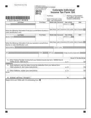 Colorado Individual Income Tax Form 104