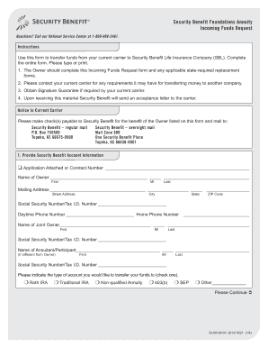 Security Benefit Incoming Funds Request Form