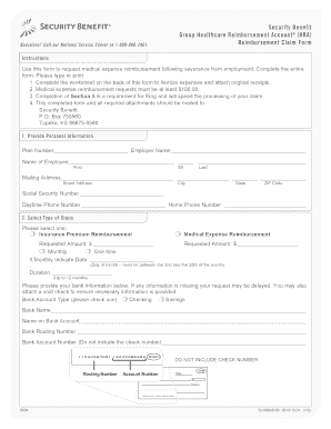 Group Healthcare Reimbursement Account HRA Claim Form