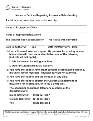 California Insurance Sales Meeting Notice