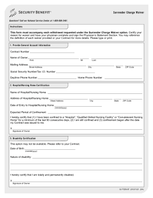 Surrender Charge Waiver Form
