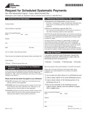 Request for Scheduled Systematic Payments