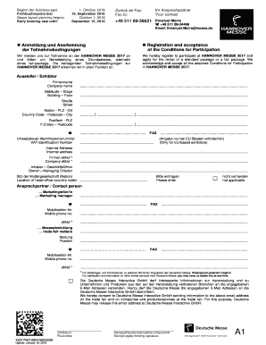 Anmeldeformular zur HANNOVER MESSE 2017