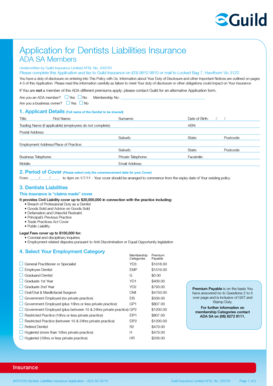 Dentists Liabilities Insurance Application