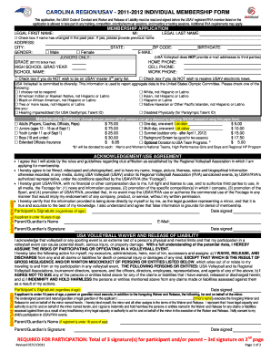 Carolina Region USA Volleyball Membership Form