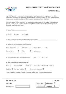 Equal Opportunity Monitoring Form