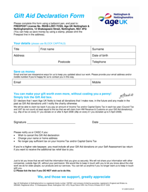 Gift Aid Declaration Form