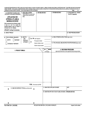 USDA FSIS Form 7234-1 Application for Approval of Labels, Marking or Device