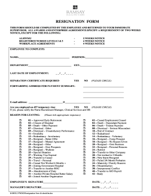 Employee Resignation Form