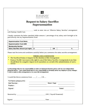 Request to Salary Sacrifice Superannuation