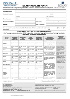Staff Health Form
