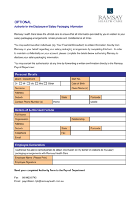 Salary Packaging Authorization Form