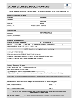Salary Sacrifice Application Form