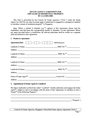 Estate Agency Agreement for Residential Property Lease