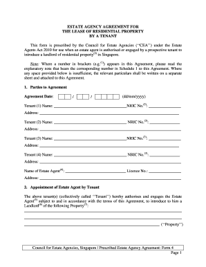 Estate Agency Agreement for Residential Property Lease