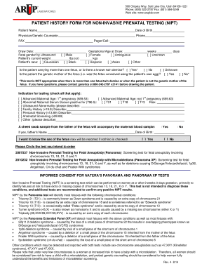 Patient History Form for Non-Invasive Prenatal Testing (NIPT)
