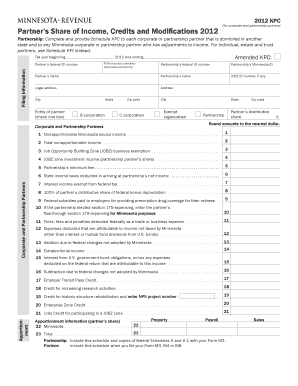 Minnesota Schedule KPC 2012