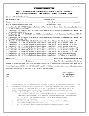 OBC Certificate Format