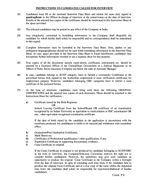 Interview Data Sheet Instructions