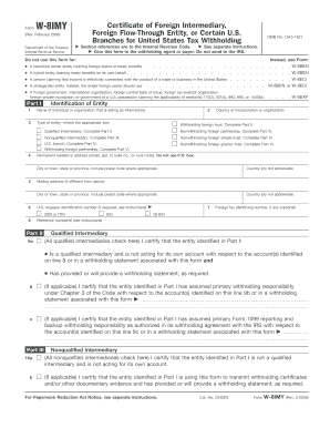 Form W-8IMY Certificate of Foreign Intermediary