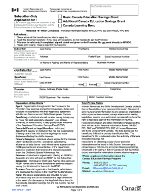 Canada Education Savings Grant Application Form