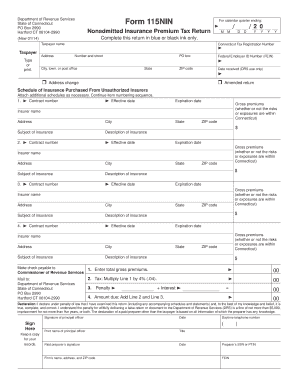 Connecticut Form 115NIN Nonadmitted Insurance Premium Tax Return
