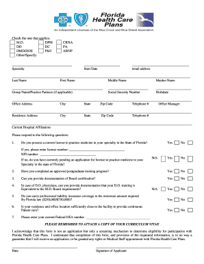Florida Healthcare Provider Screening Form