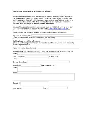 Compliance Document for Mini Storage Builders