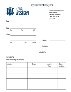 Iowa Western Community College Employment Application