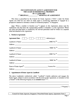 Exclusive Estate Agency Agreement for Residential Property Lease