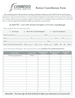 Retiree Contribution Form