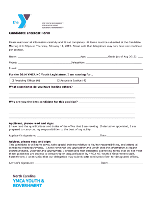 Candidate Interest Form - YMCA of the Triangle - ymcatriangle