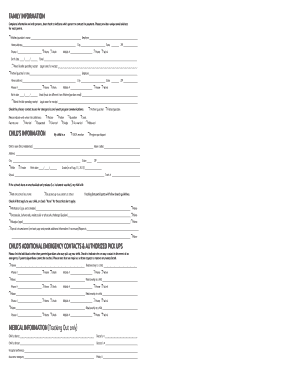 YMCA of the Triangle Child Information Form