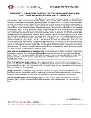 Background Investigation Disclosure and Authorization