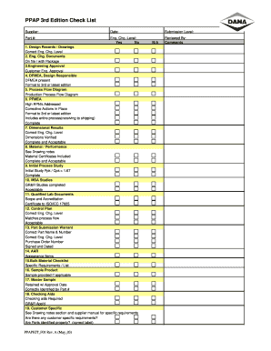 PPAP 3rd Edition Checklist
