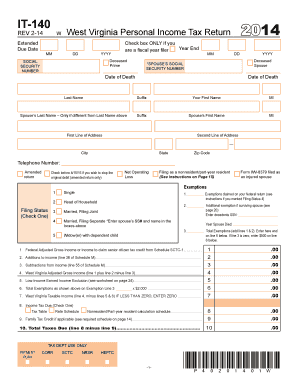 West Virginia Personal Income Tax Return 2014