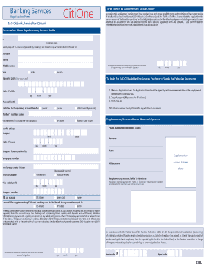 CitiOne Supplementary Account Holder Application