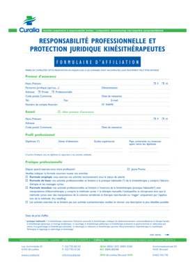 Formulaire d'adhésion RC kiné