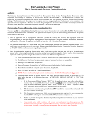 Pechanga Gaming License Application