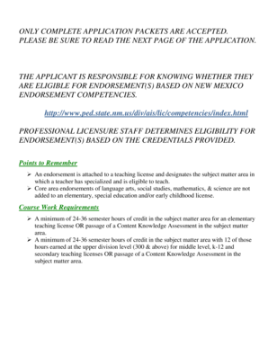 New Mexico Endorsement Application