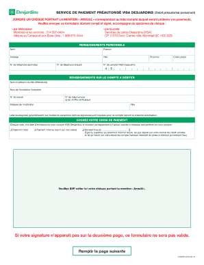 SERVICE DE PAIEMENT PRÉAUTORISÉ VISA DESJARDINS