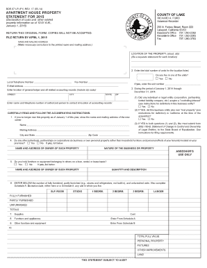 California Apartment House Property Statement